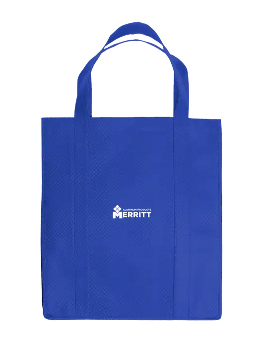 Eco Reusable Jumbo Royal Shopping Bag w/Merritt Products Logo