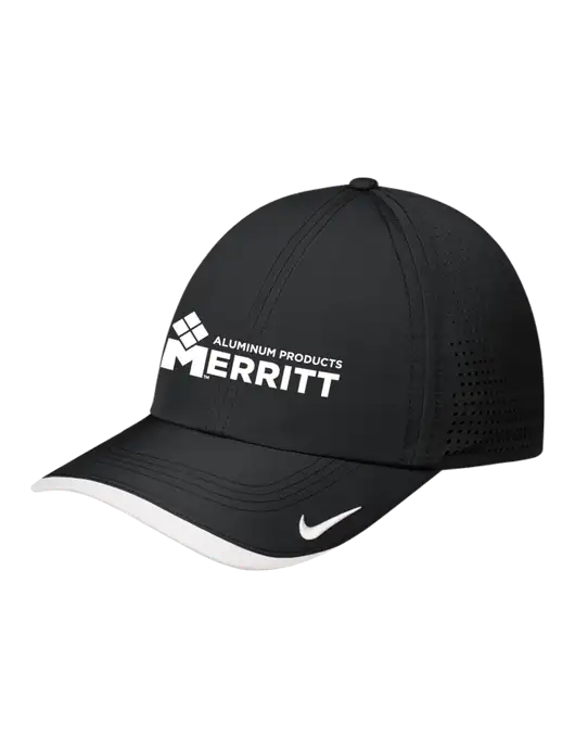 Nike Black/White Dri-FIT Perforated Performance Cap w/Merritt Products Logo