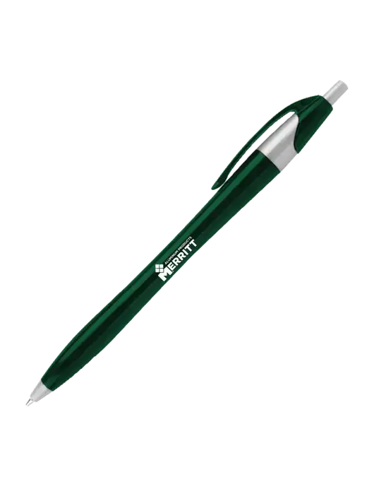 Novella Dark Green/Silver Corporate Pen - Blue Ink w/Merritt Products Logo