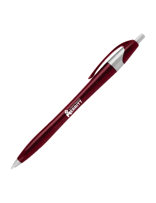 Novella Maroon/Silver Corporate Pen - Blue Ink w/Merritt Products Logo