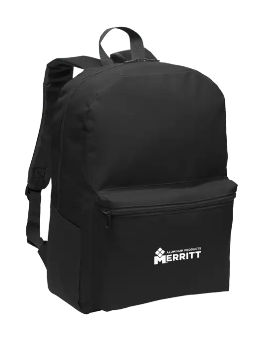 Casual Black Lightweight Laptop Backpack w/Merritt Products Logo