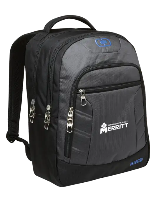 OGIO Dark Grey/Royal Blue Colton Laptop Backpack  w/Merritt Products Logo