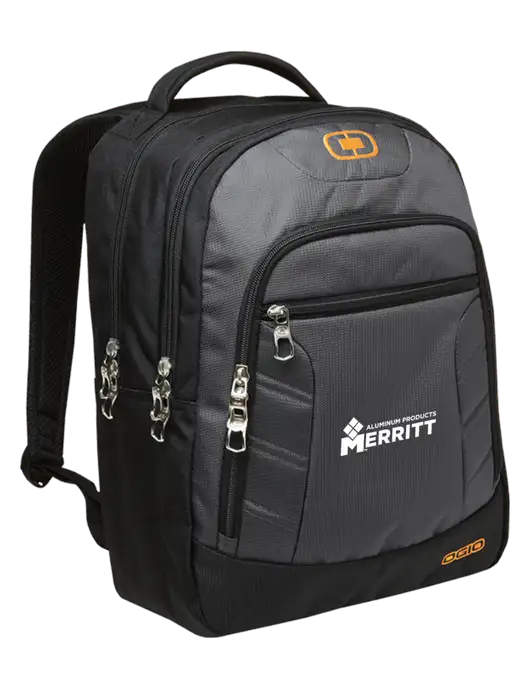 OGIO Dark Grey/Orange Colton Laptop Backpack
 w/Merritt Products Logo