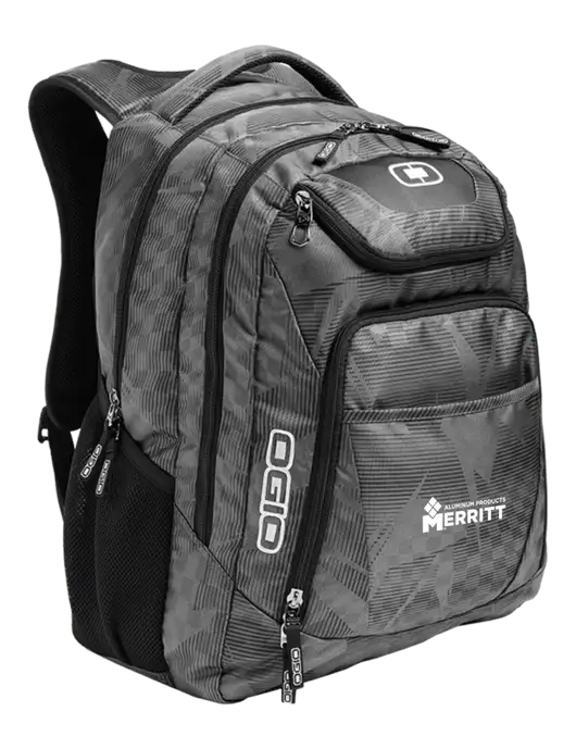 OGIO Race Day Silver Excelsior Laptop Backpack w/Merritt Products Logo