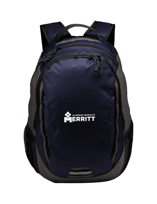 Ridge Deep Navy/Dark Charcoal Laptop Backpack w/Merritt Products Logo