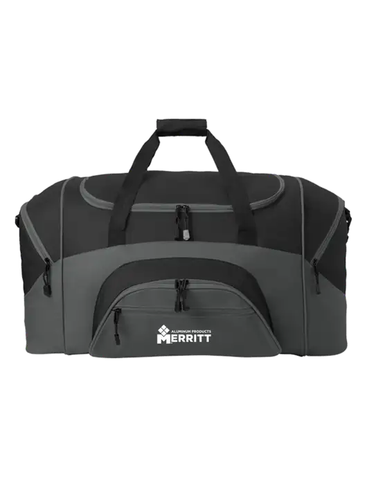 Standard Colorblock Black/Dark Grey Sport Duffel w/Merritt Products Logo