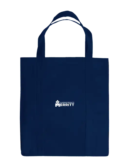 Eco Reusable Jumbo Navy Blue Shopping Bag w/Merritt Products Logo