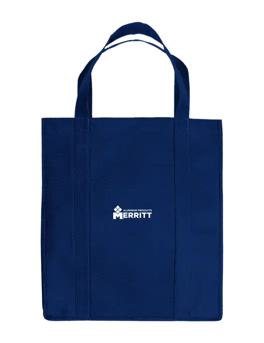 Eco Reusable Jumbo Navy Blue Shopping Bag w/Merritt Products Logo
