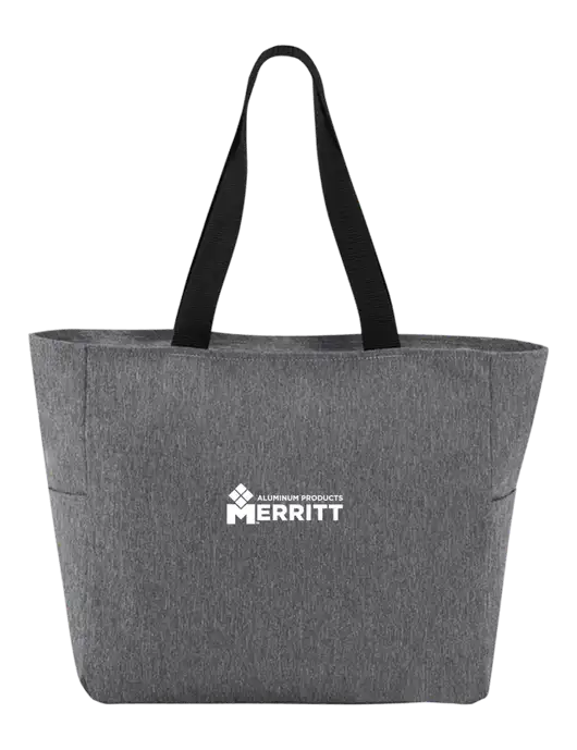 Everyday Heather Grey Zip Tote  w/Merritt Products Logo