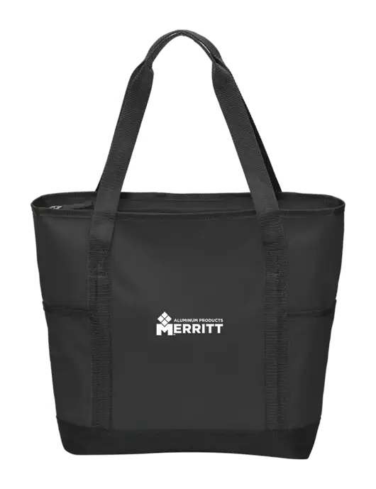 On the Go Black/Black Tote w/Merritt Products Logo
