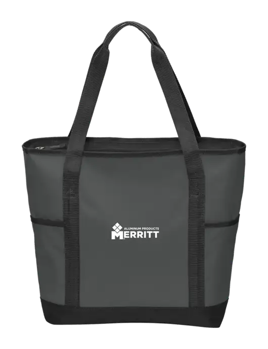 On the Go Charcoal/Black Tote  w/Merritt Products Logo