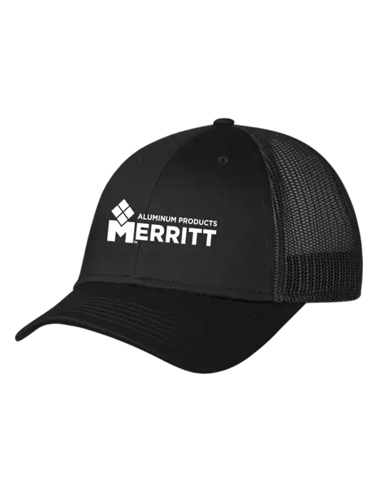 Black Mesh Trucker Cap Snap Back w/Merritt Products Logo