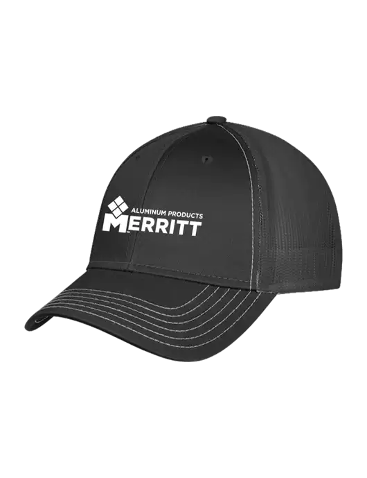 Charcoal Grey Mesh Trucker Cap Snap Back w/Merritt Products Logo
