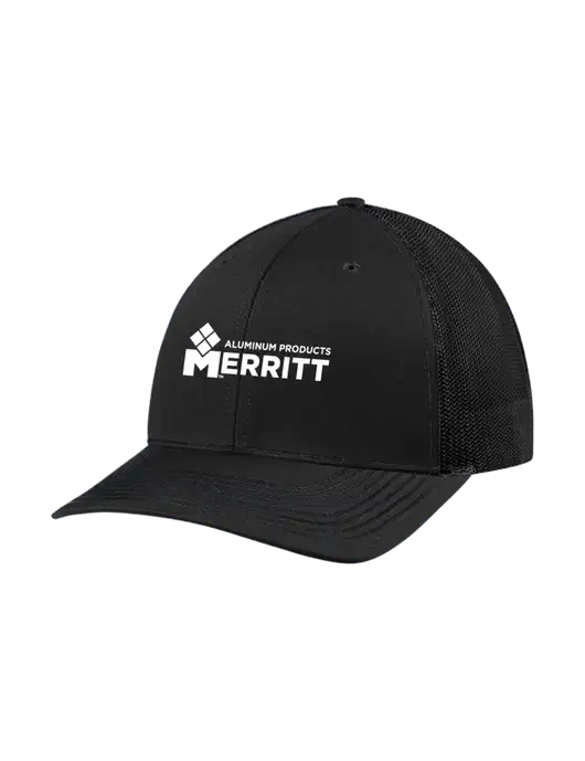 Richardson Adjustable Snapback Original 112 Trucker Cap Black w/Black Mesh w/Merritt Products Logo