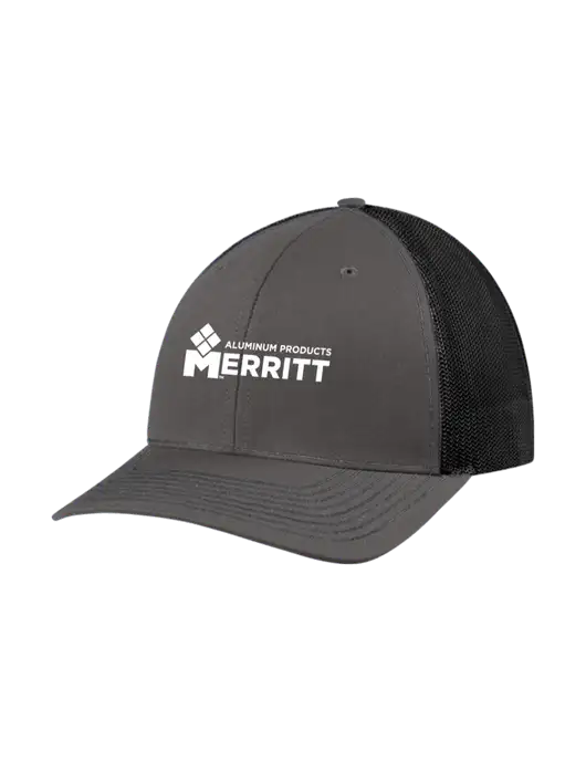 Richardson Adjustable Snapback Original 112 Trucker Cap Dark Grey w/Black Mesh w/Merritt Products Logo