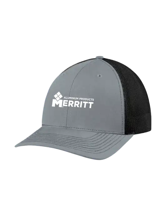 Richardson Adjustable Snapback Original 112 Trucker Cap Heather Grey w/Black Mesh w/Merritt Products Logo