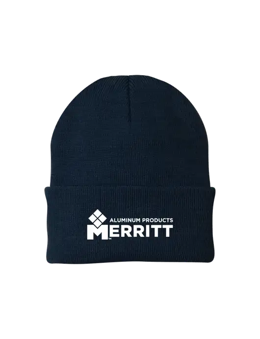 Navy Knit Cap w/Merritt Products Logo