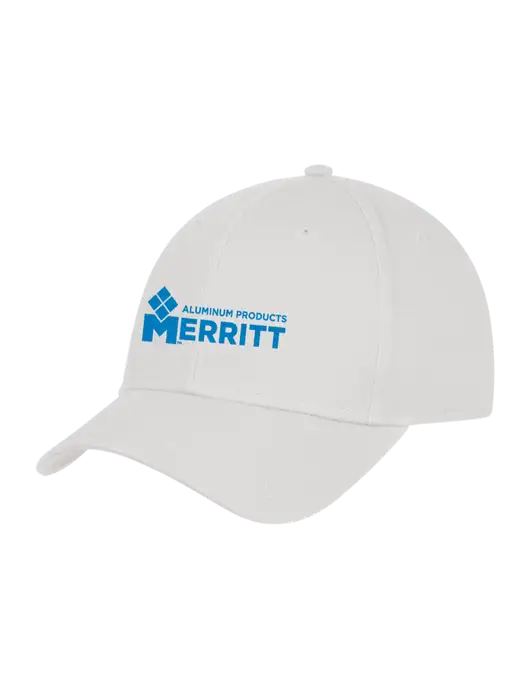 White Structured Cap Hook & Loop w/Merritt Products Logo