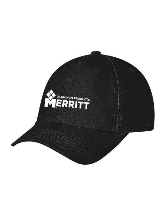 Black Structured Soft Snap Closure Hook & Loop Cap w/Merritt Products Logo
