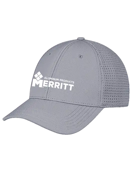 Grey Performance Stretchable Cap Hook & Loop w/Merritt Products Logo