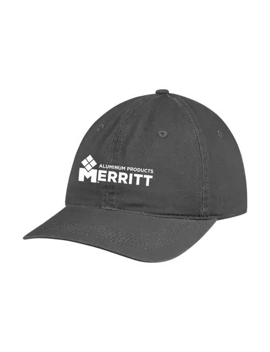 Garment Washed Unstructured Twill Charcoal Cap w/Merritt Products Logo