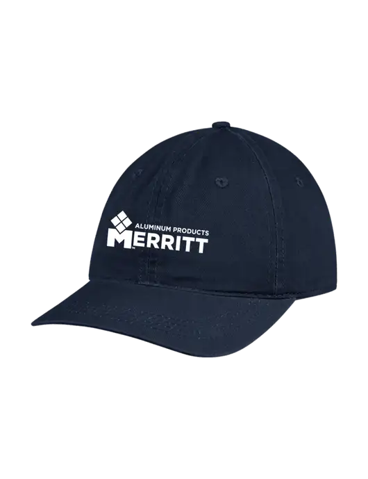 Garment Washed Unstructured Twill Navy Cap w/Merritt Products Logo