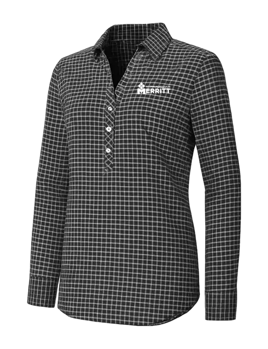 Womens Dark Grey/White City Stretch Shirt w/Merritt Products Logo