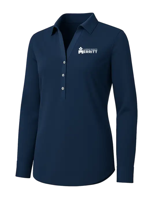Womens Navy City Stretch Shirt w/Merritt Products Logo