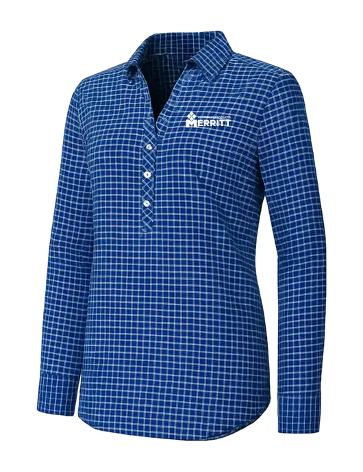 Womens Navy/White City Stretch Shirt w/Merritt Products Logo
