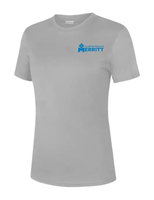  Womens Light Grey PosiCharge Competitor Tee w/Merritt Products Logo